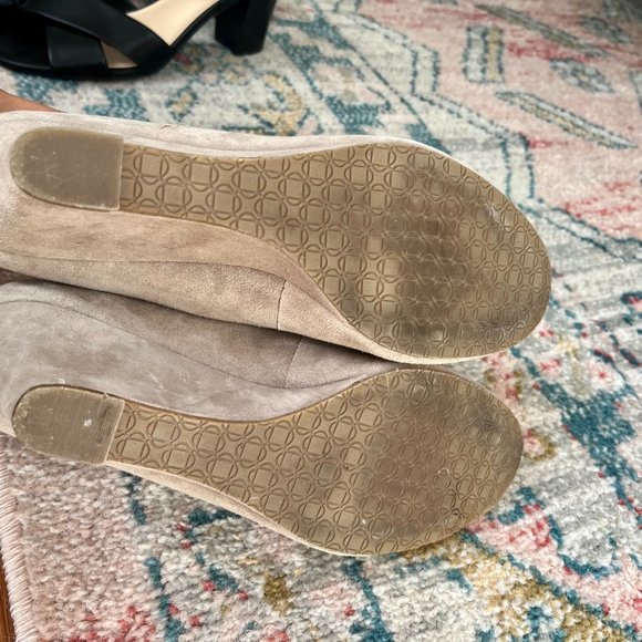 Nine West Stone Beige Faux Suede Wedges - Picture 3 of 4